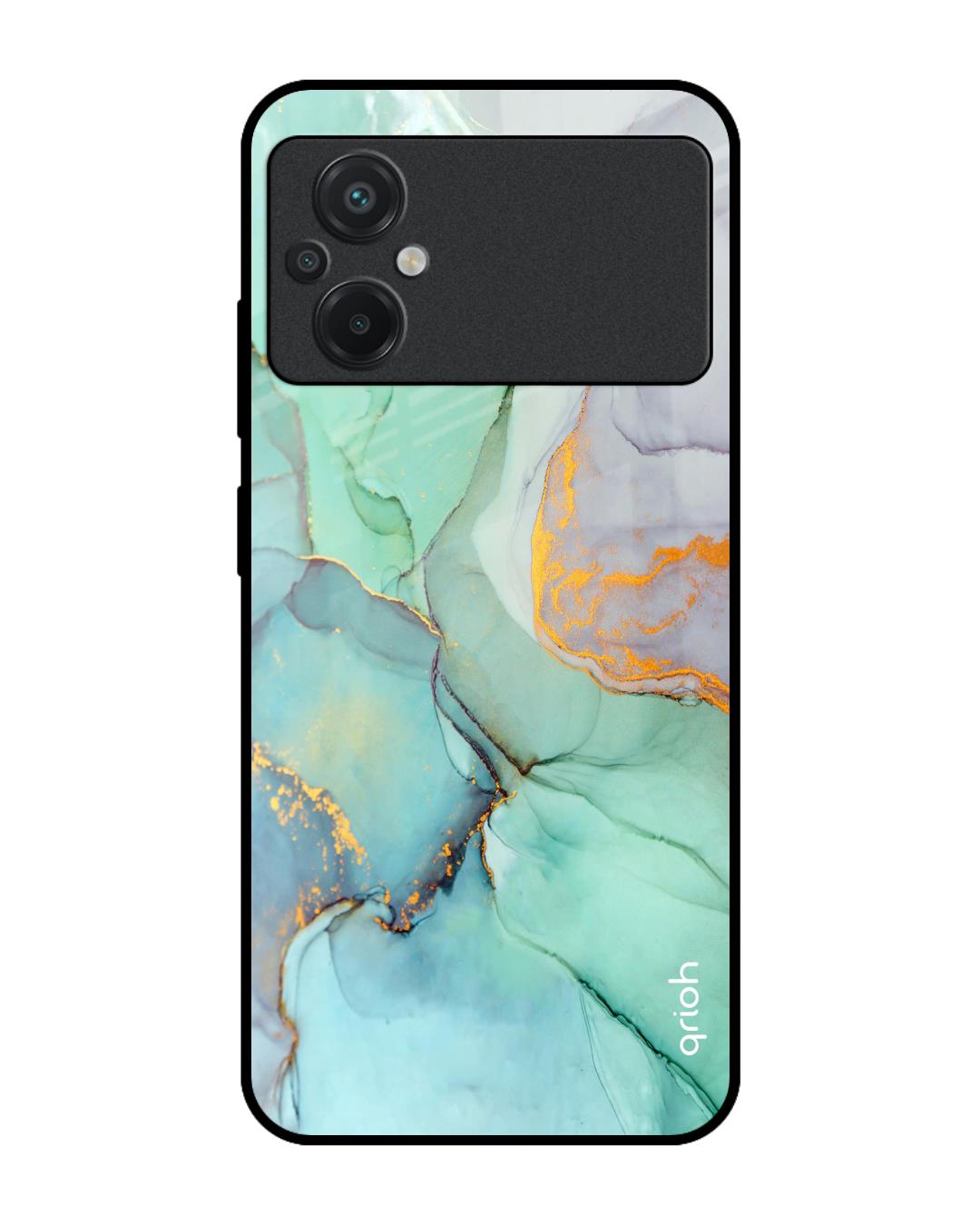 Shop Green Marble Premium Glass Case for Poco M5 (Shock Proof, Scratch Resistant)-Front