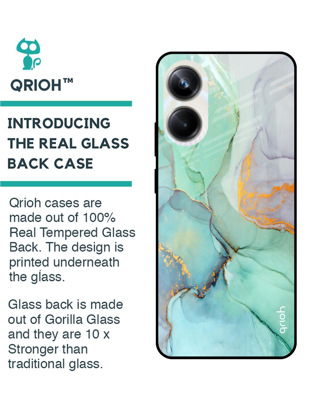 Shop Green Marble Printed Premium Glass case for Realme 10 Pro 5G (Shock Proof,Scratch Resistant)-Back