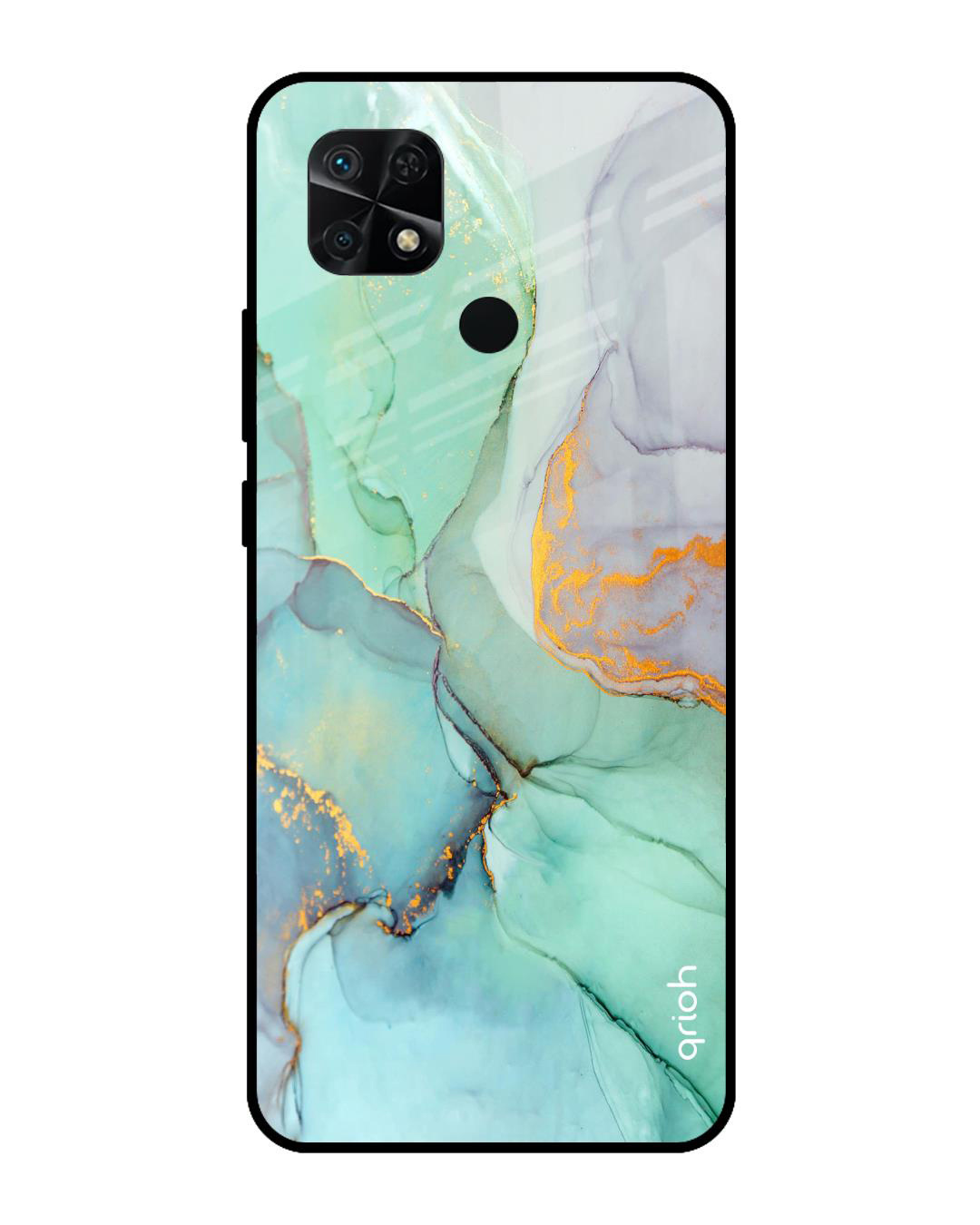 Shop Green Marble Printed Premium Glass Cover for Redmi 10 (Shockproof, Light Weight)-Back