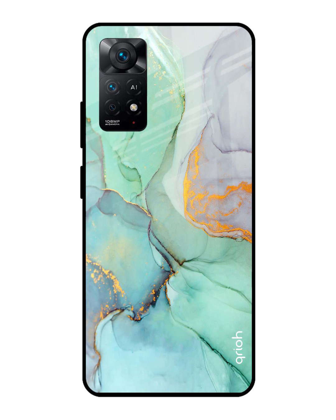 Shop Green Marble Printed Premium Glass Cover for Redmi Note 11 Pro 5G (Shockproof, Light Weight)-Back