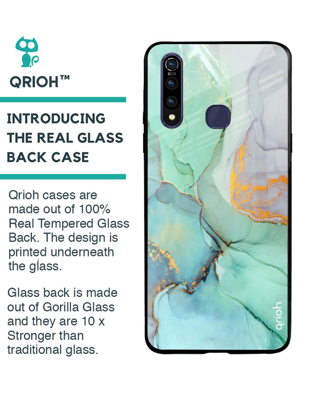 Shop Marble Printed Premium Glass Cover for Vivo Z1 Pro (Shock Proof, Lightweight)-Back