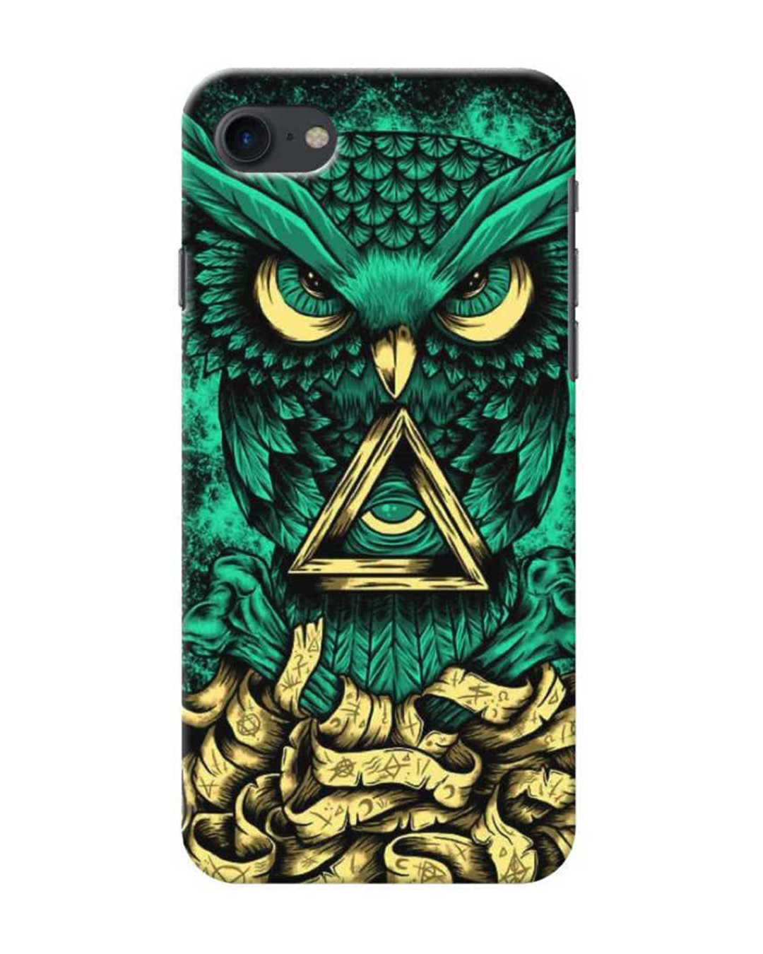 Shop Green Owl Printed Designer Hard Cover For iPhone SE 2020 (Impact Resistant, Matte Finish)-Front
