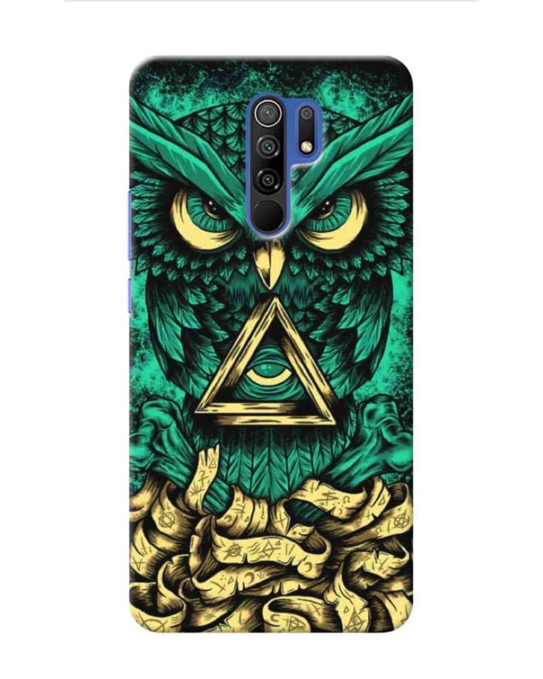 Shop Green Owl Printed Designer Hard Cover For Poco M2 (Impact Resistant, Matte Finish)-Front