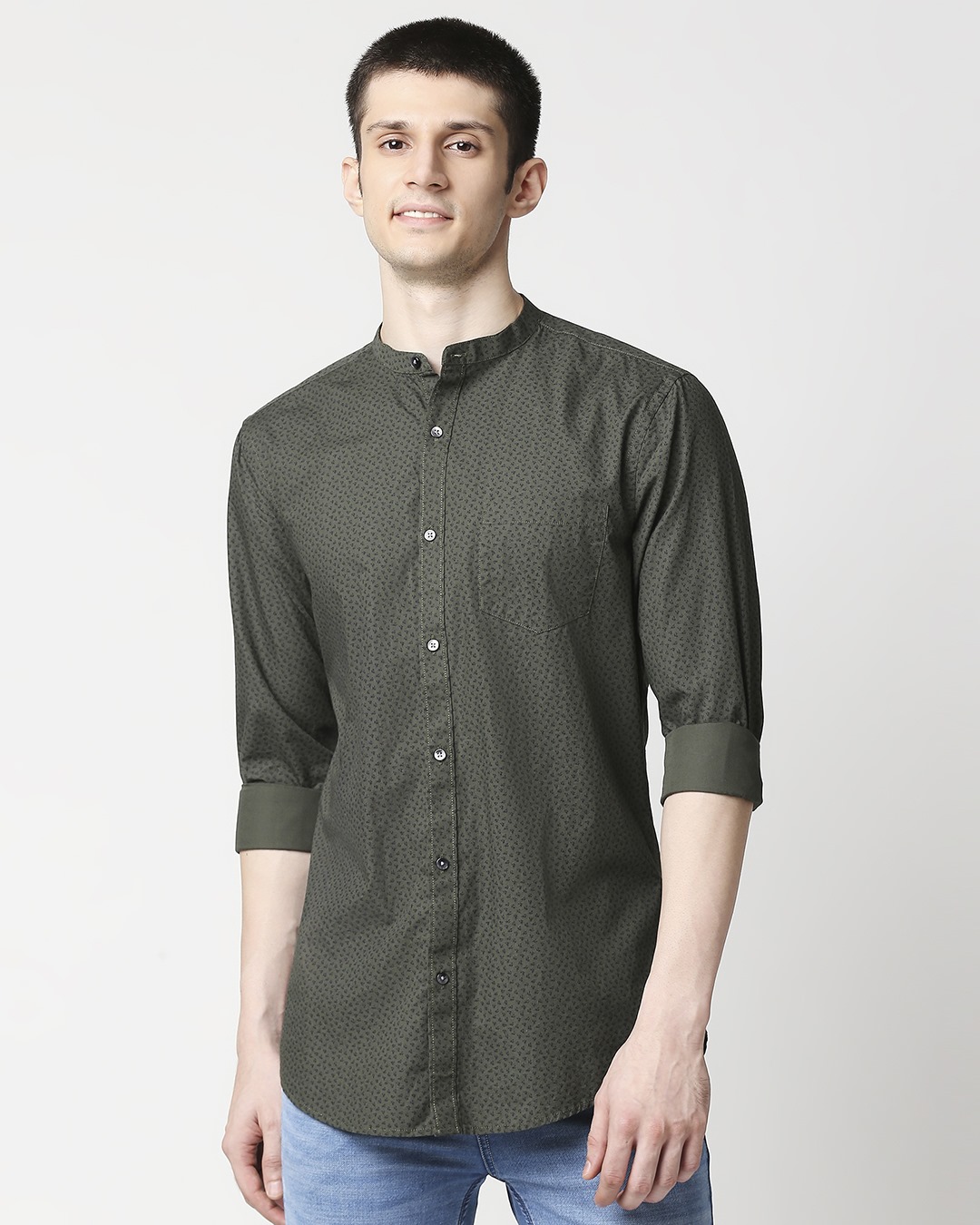 green oversized poplin shirt