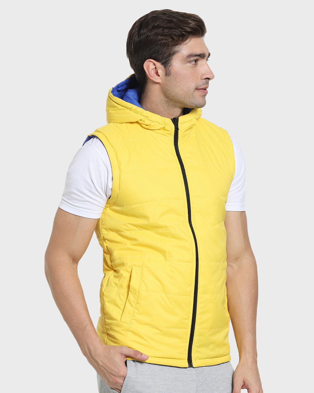 Shop Men's Yellow Puffer Jacket-Back