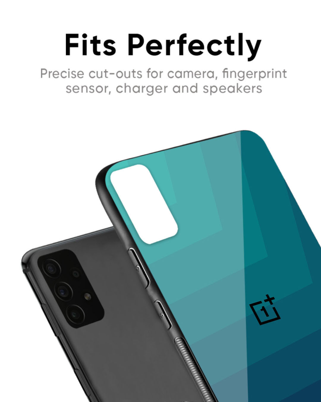 Shop Green Triangle Pattern Premium Glass Case for OnePlus 7 (Shock Proof, Scratch Resistant)-Back