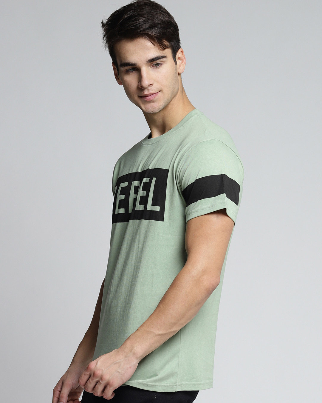 Shop Green Typography Half Sleeves T-Shirt-Back