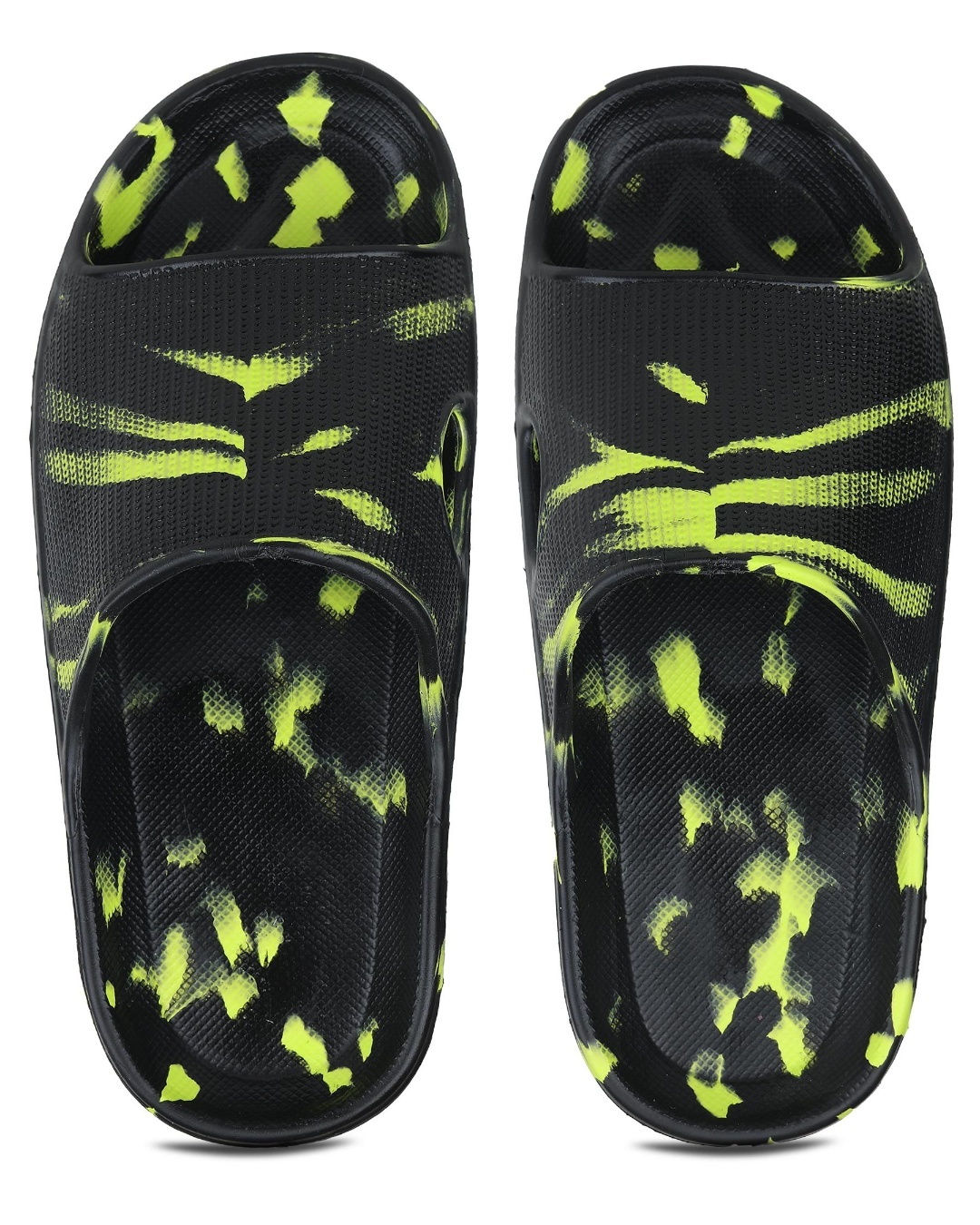 Shop Men's Black Printed Sliders-Back