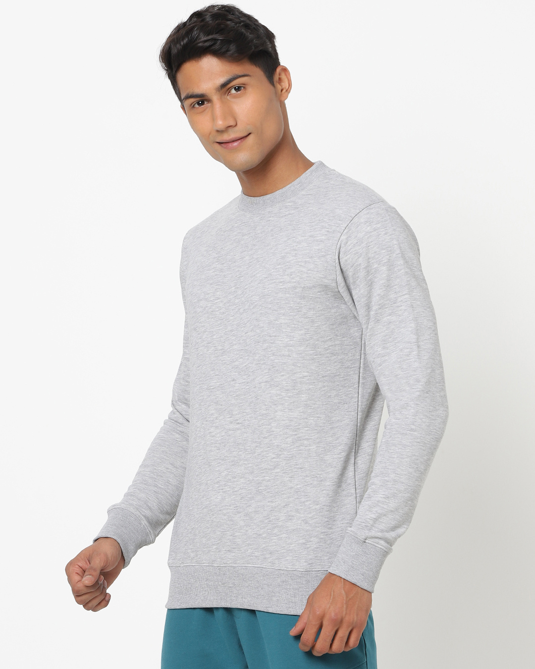 Shop Men's Grey Melange Sweatshirt-Back