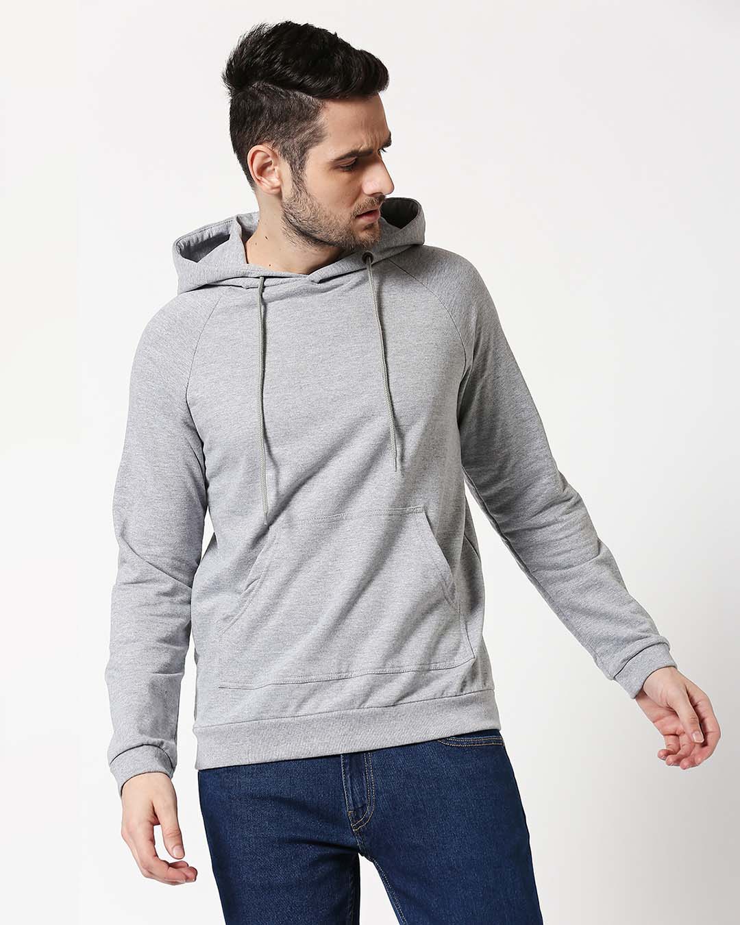 Buy Grey Melange Hoodie Sweatshirt Online at Bewakoof