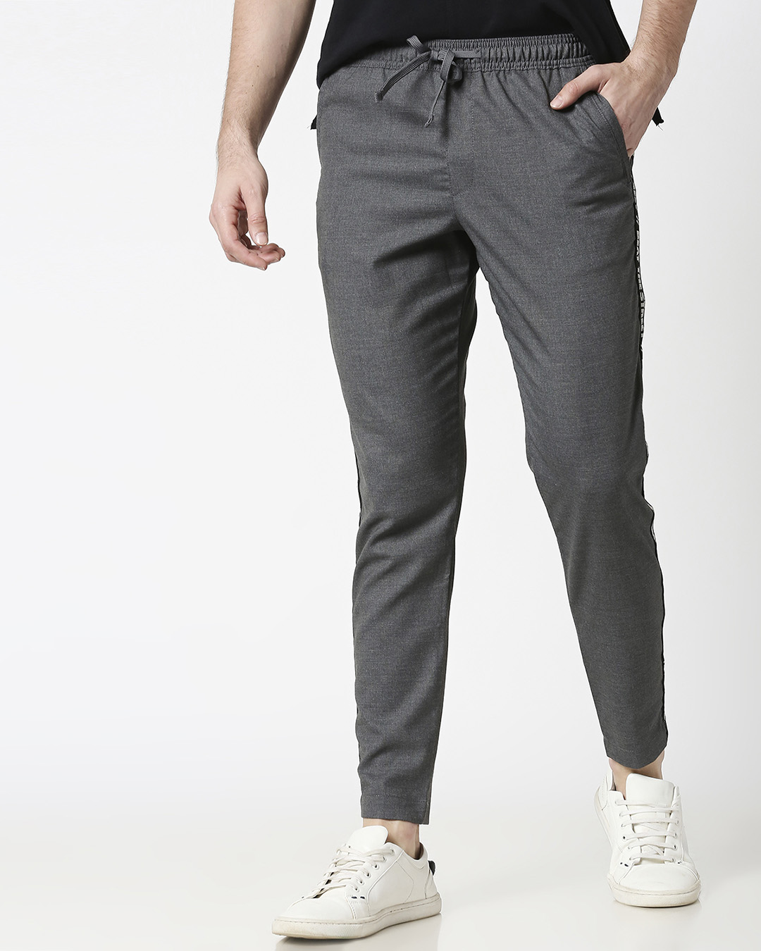 

Grey Men's Casual Jogger Pants Men's Casual Side Panel Joggers Pants Bewakoof.com