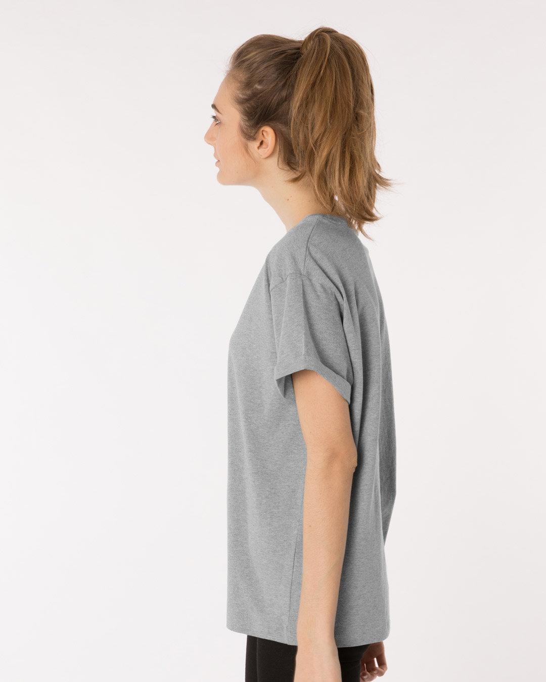 Shop Grey Sky Melange Boyfriend T-Shirt-Back
