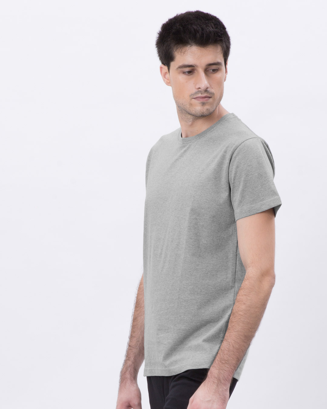 Shop Grey Sky Melange Half Sleeve T-Shirt-Back