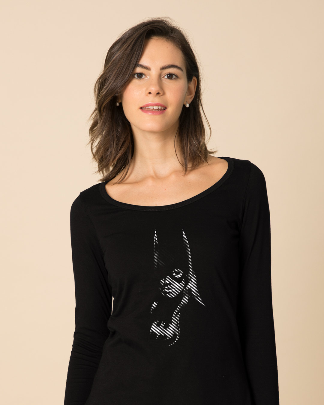 Grill Light Batgirl Scoop Neck Full Sleeve T-Shirt (BML)