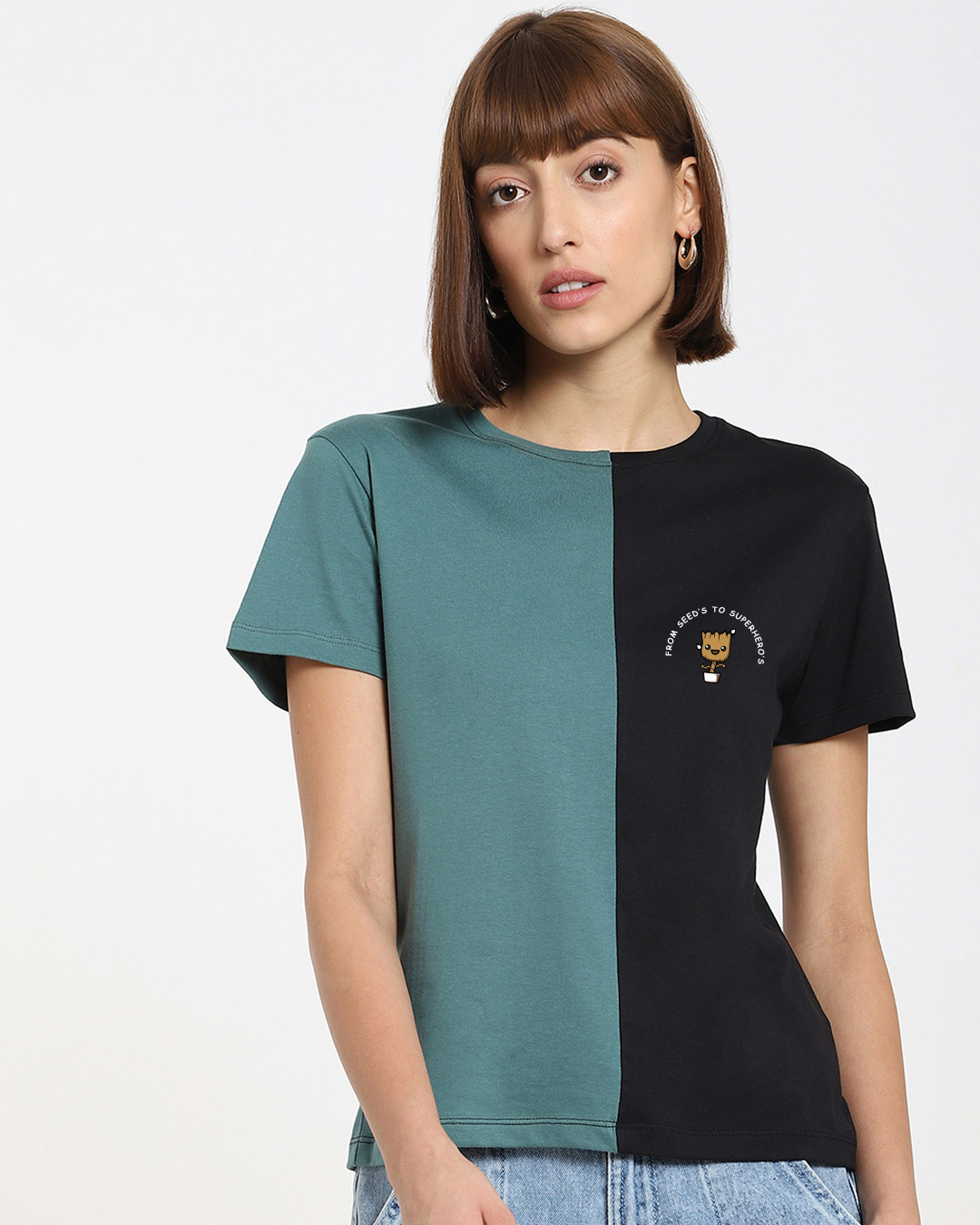 Buy Growing Hero's Women's Color Block Printed Tshirt Online at Bewakoof