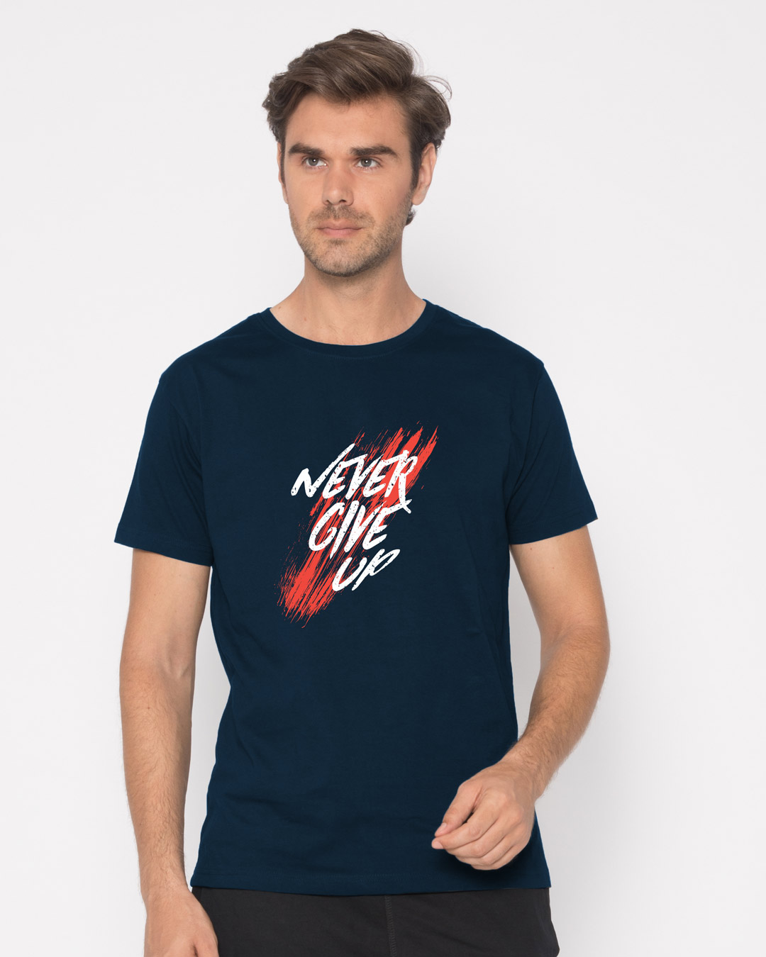 Shop Grunge Never Give Up Half Sleeve T-Shirt-Back