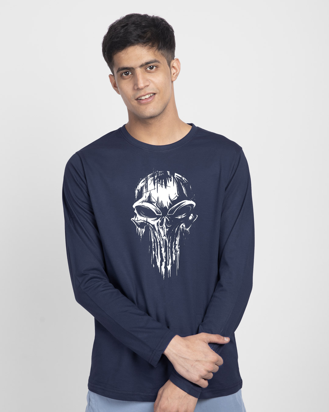 Shop Grunge Skull Logo Glow In Dark Full Sleeve T-Shirt -Back