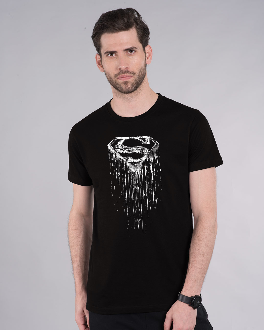 Shop Grunge Superman Glow In Dark Half Sleeve T-Shirt (SL) -Back