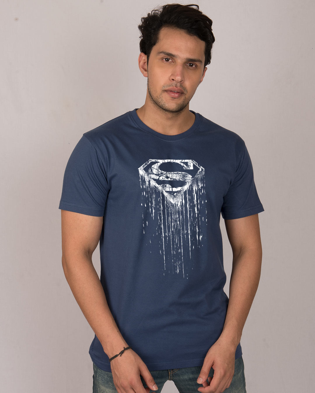 Shop Grunge Superman Glow In Dark Half Sleeve T-Shirt (SL) -Back