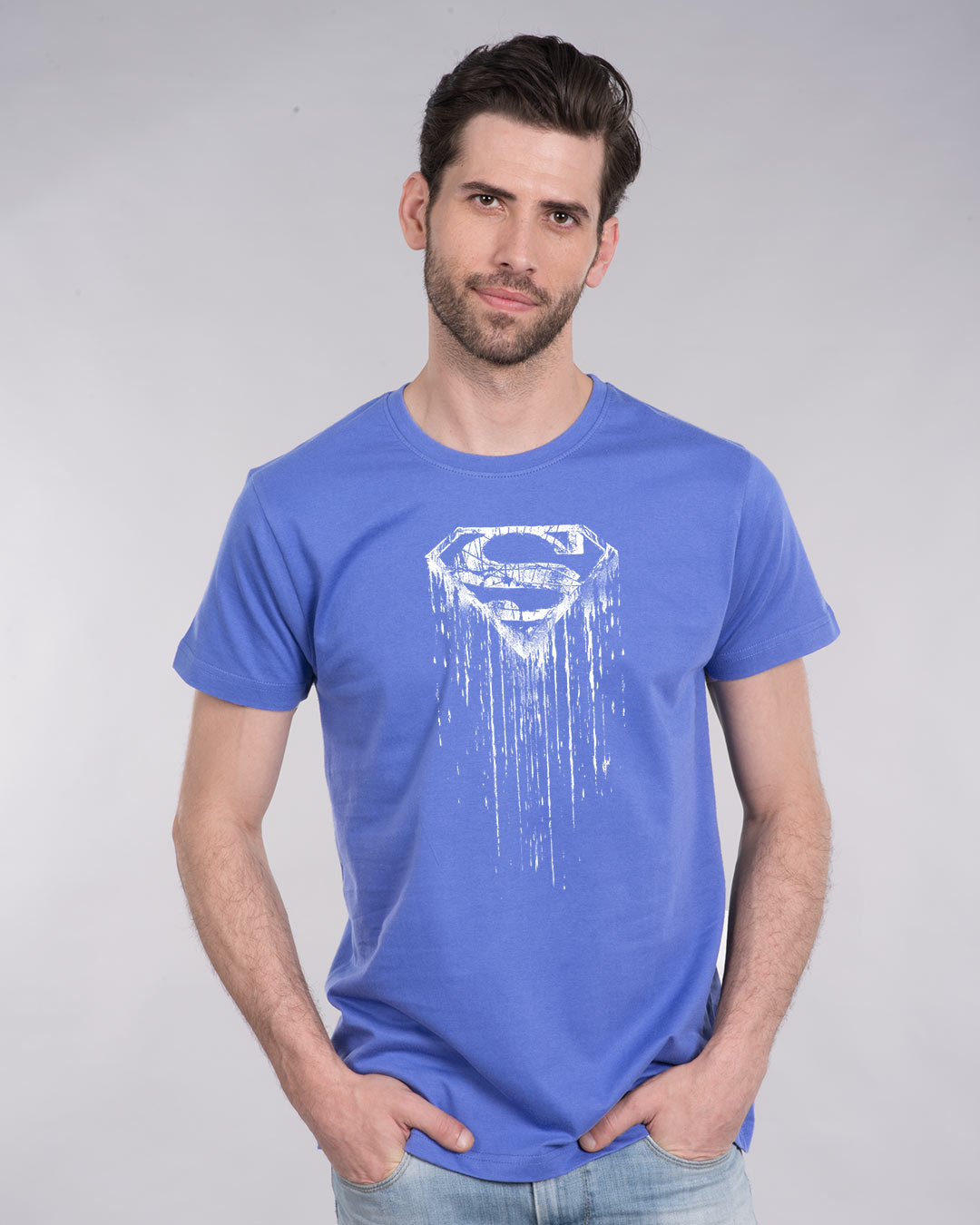 Shop Grunge Superman Half Sleeve T-Shirt (SL) (GID)-Back