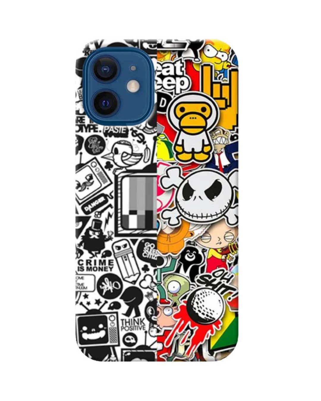 Shop GTA Multi Abstract Printed Designer Hard Cover For iPhone 12 Mini (Impact Resistant, Matte Finish)-Front