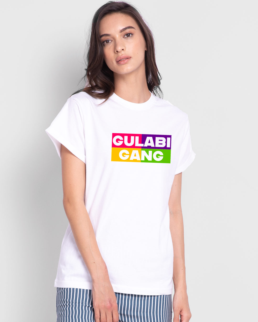 Shop Gulabi Gang Boyfriend T-Shirts-Back