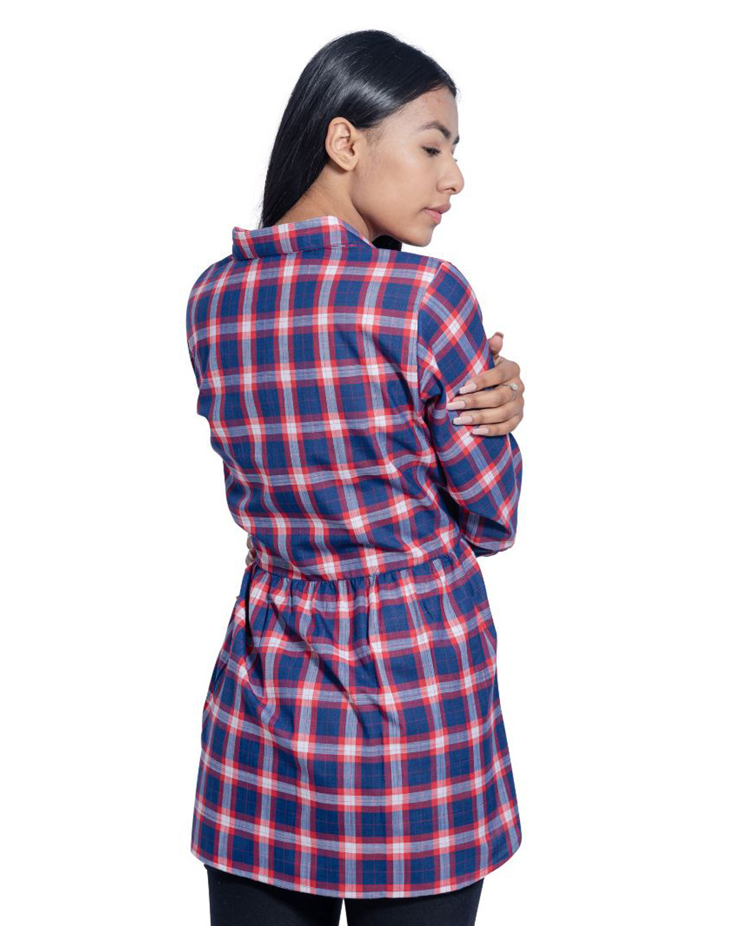 Shop Pink Checked Tie Shirt-Back