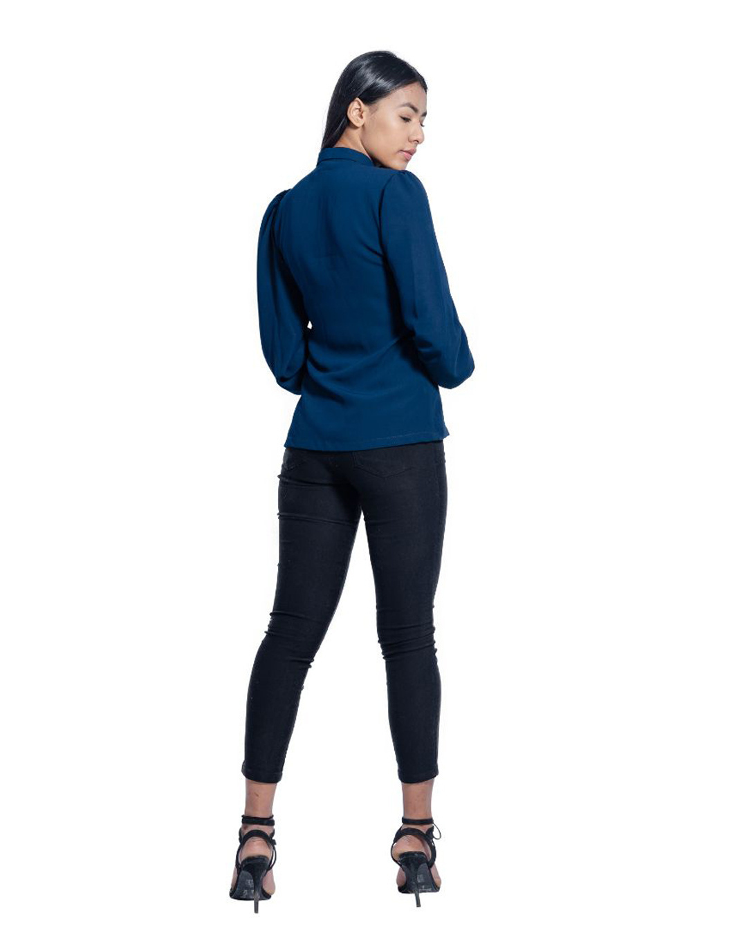 Shop Women's Navy BlueScarf Tie Shirt-Back