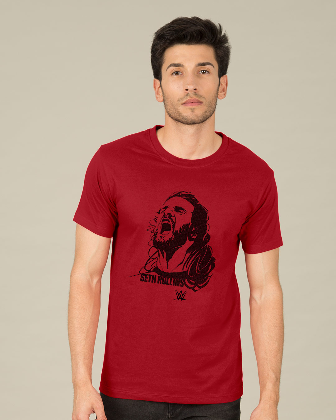 Shop Halftone Illustration Of Seth Half Sleeve T-Shirt (WWEL)-Back