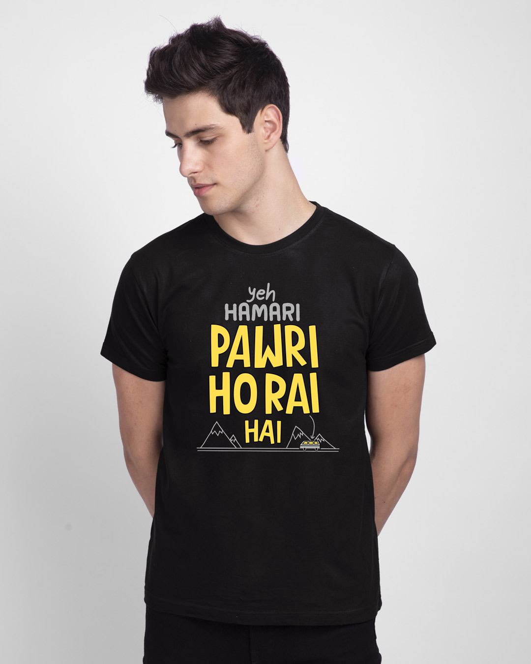Shop Hamari Pawri Horai Hai Half Sleeve T-Shirt Black-Back