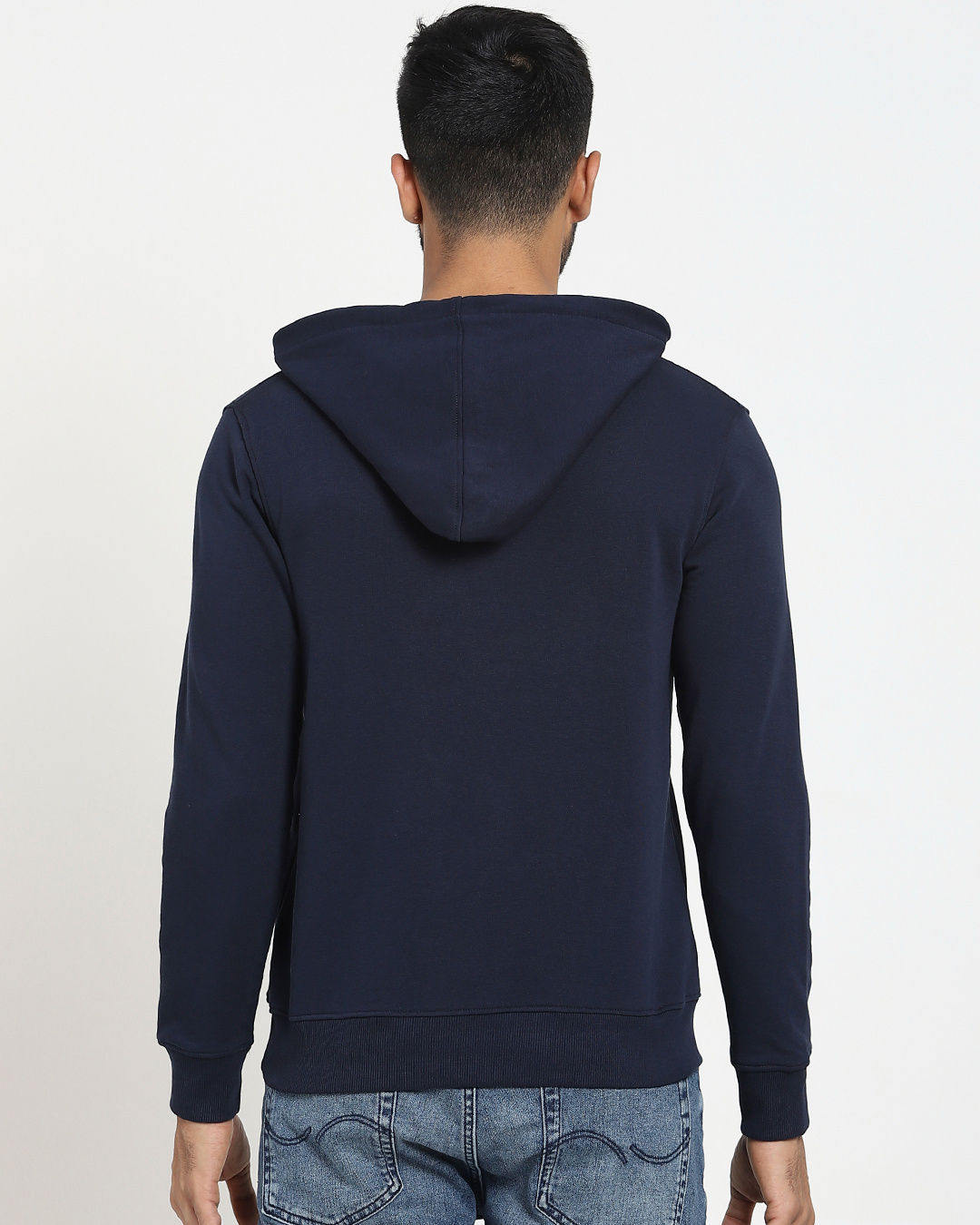 Shop Men's Blue Relax Graphic Printed Hoodie-Back