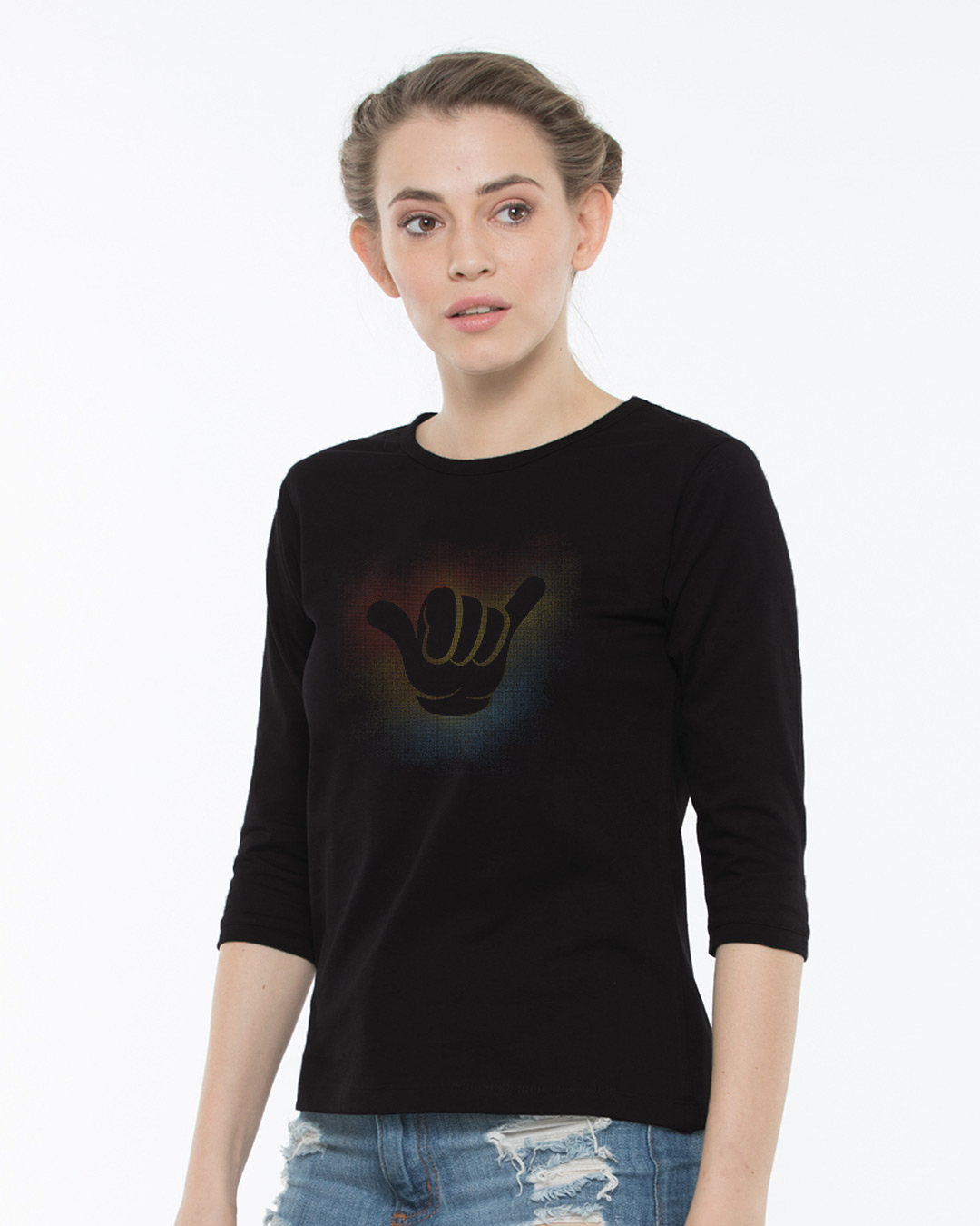 Shop Hang Loose Round Neck 3/4th Sleeve T-Shirt-Back