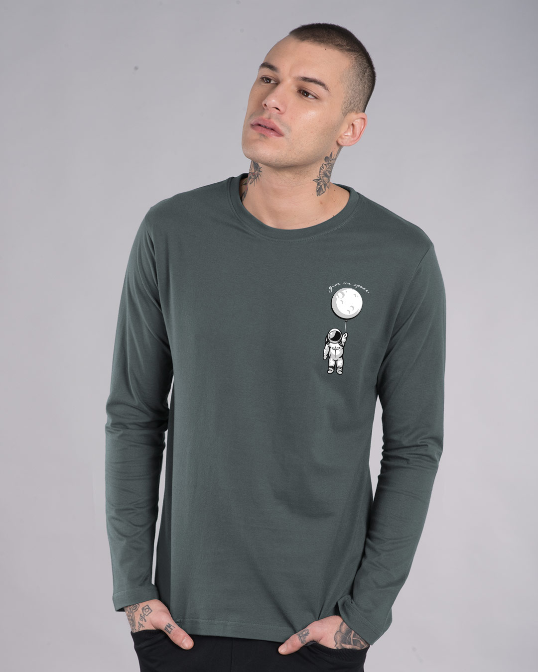 Shop Hanging Astronaut Pocket Full Sleeve T-Shirt-Back
