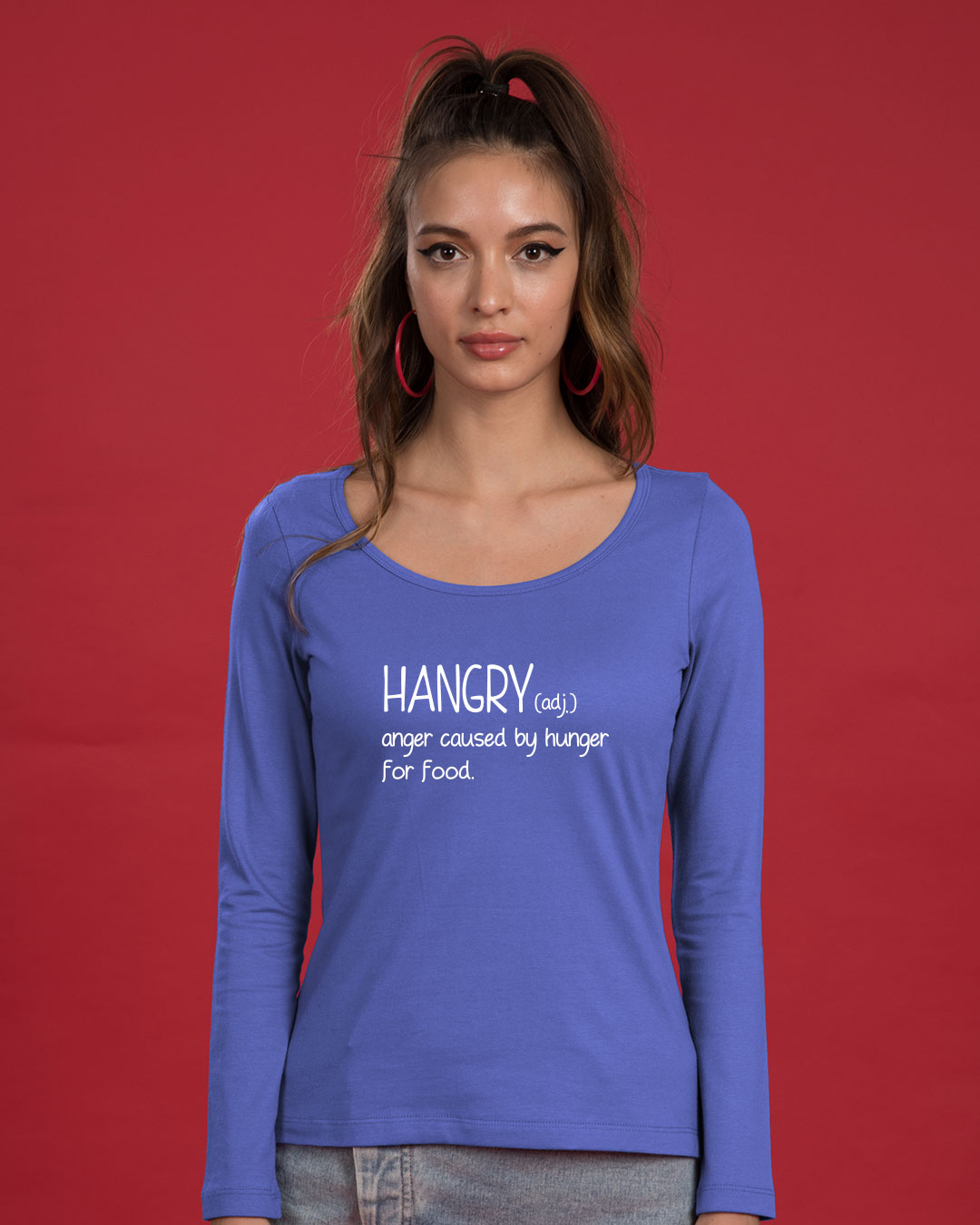 Shop Hangry Scoop Neck Full Sleeve T-Shirt-Back
