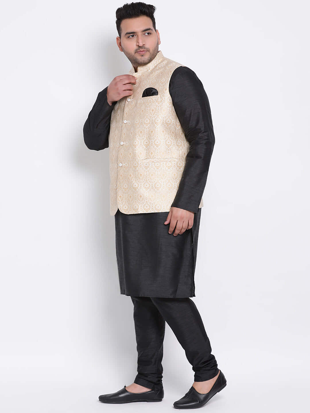 Shop 3 Pics 3pc Kurta Pyjama Nehru-Back