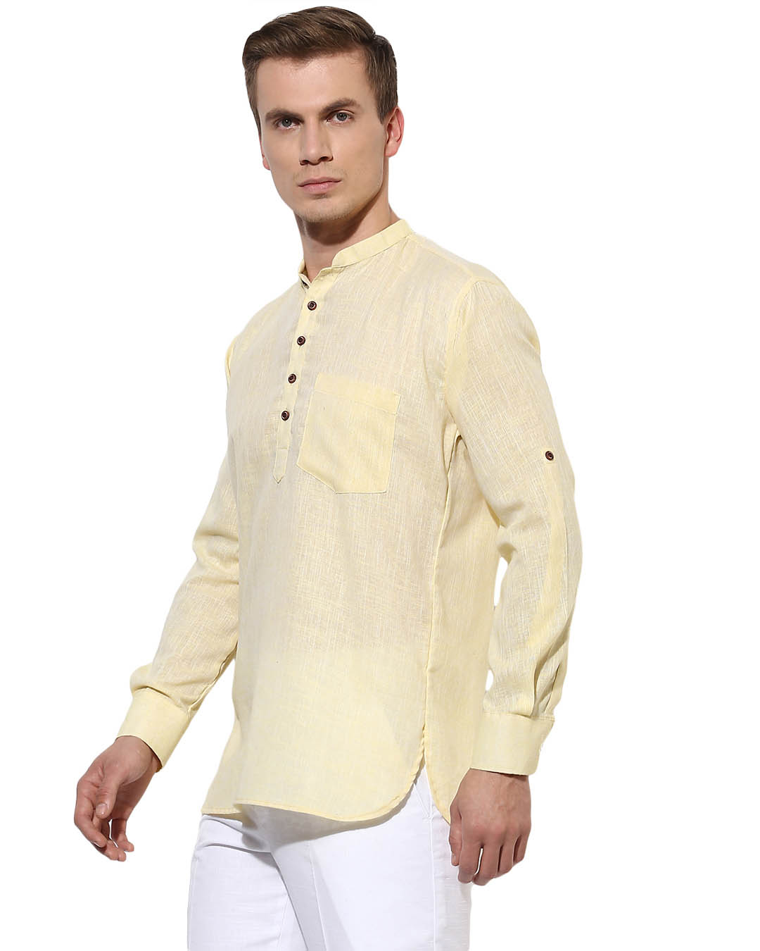 Shop Mens Solid Kurta-Back