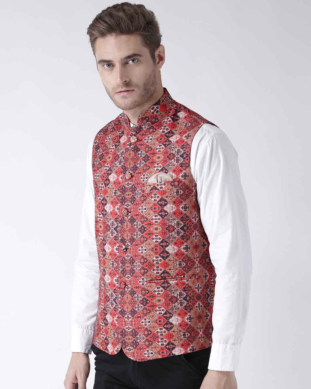 Shop Printed Casual Nehru Jacket-Back
