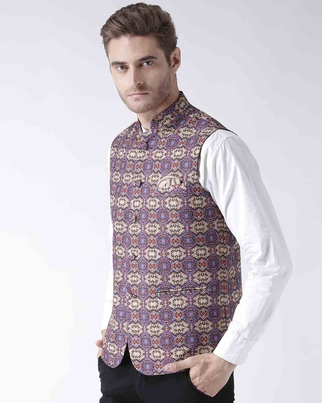 Shop Printed Casual Nehru Jacket-Back