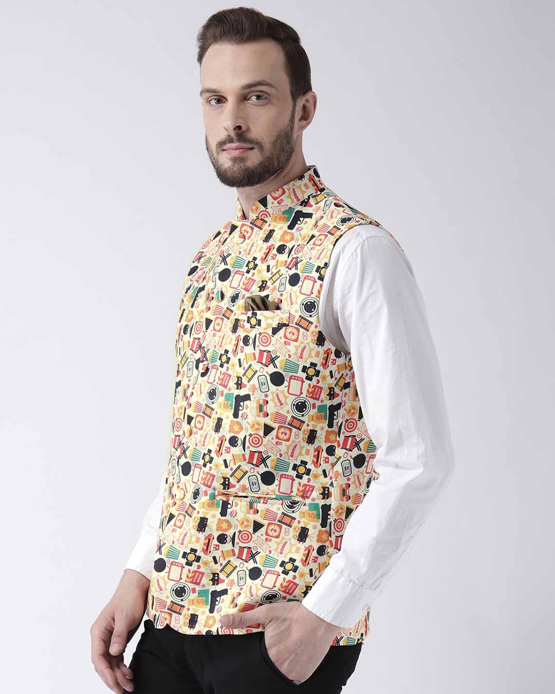 Shop Printed Casual Nehru Jacket-Back