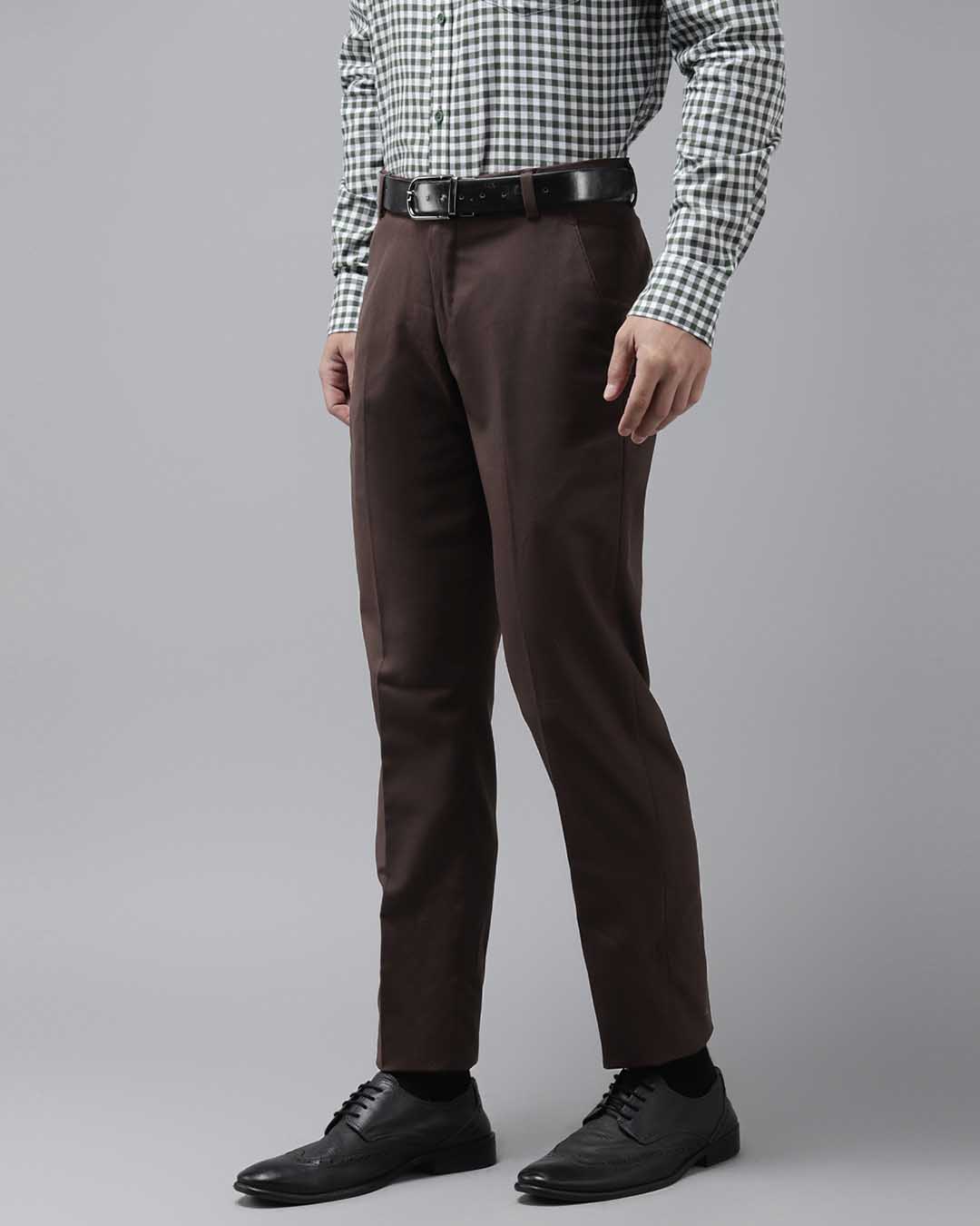 Shop Mens Brown Solid Casual Trouser-Back