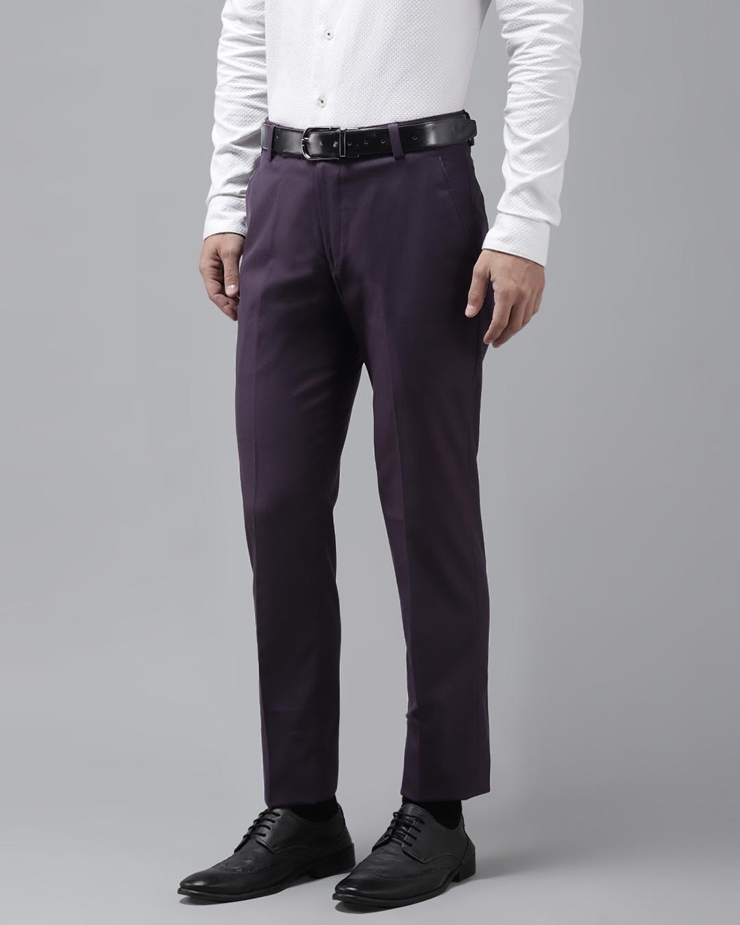 Shop Mens Purple Solid Casual Trouser-Back