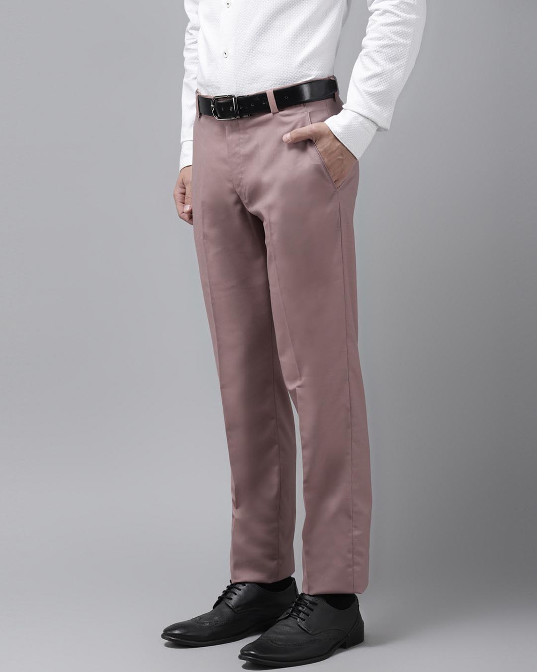 Shop Mens Rosegold Solid Casual Trouser-Back