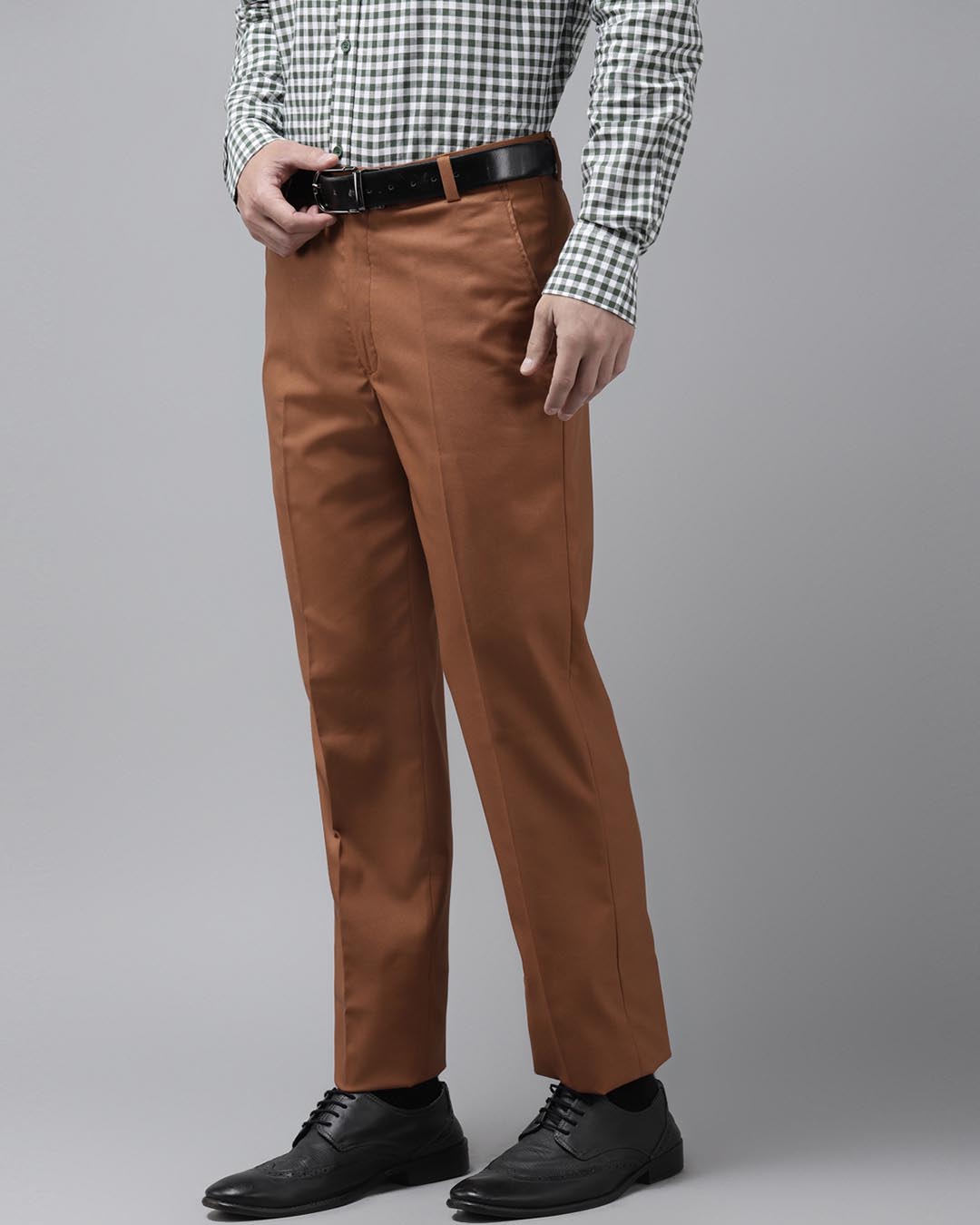 Shop Mens Brown Solid Casual Trouser-Back