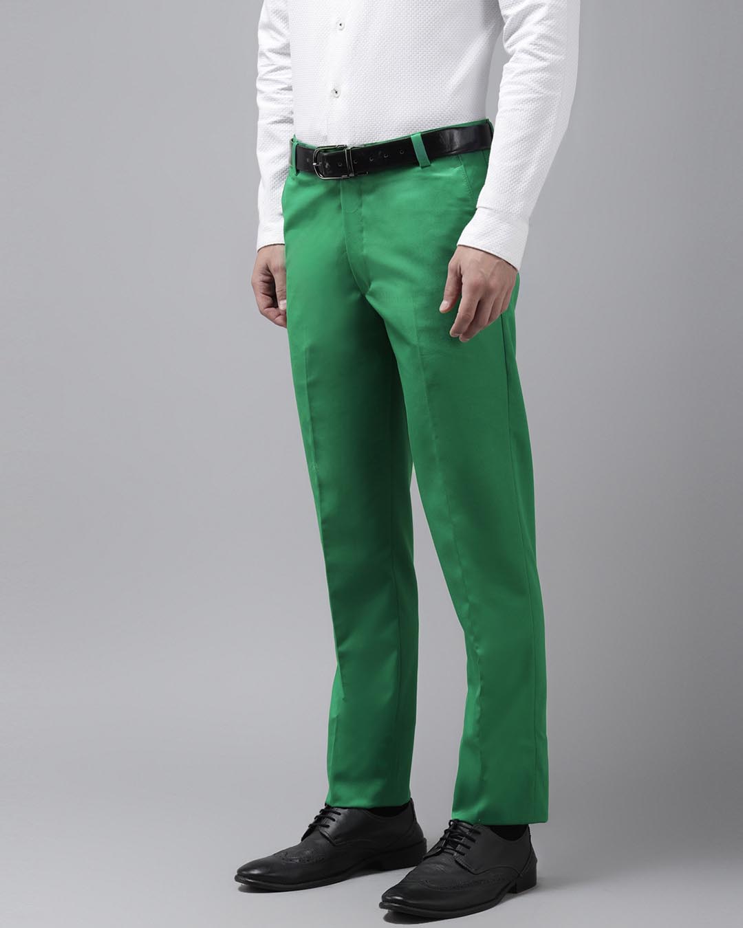 Shop Mens Green Solid Casual Trouser-Back