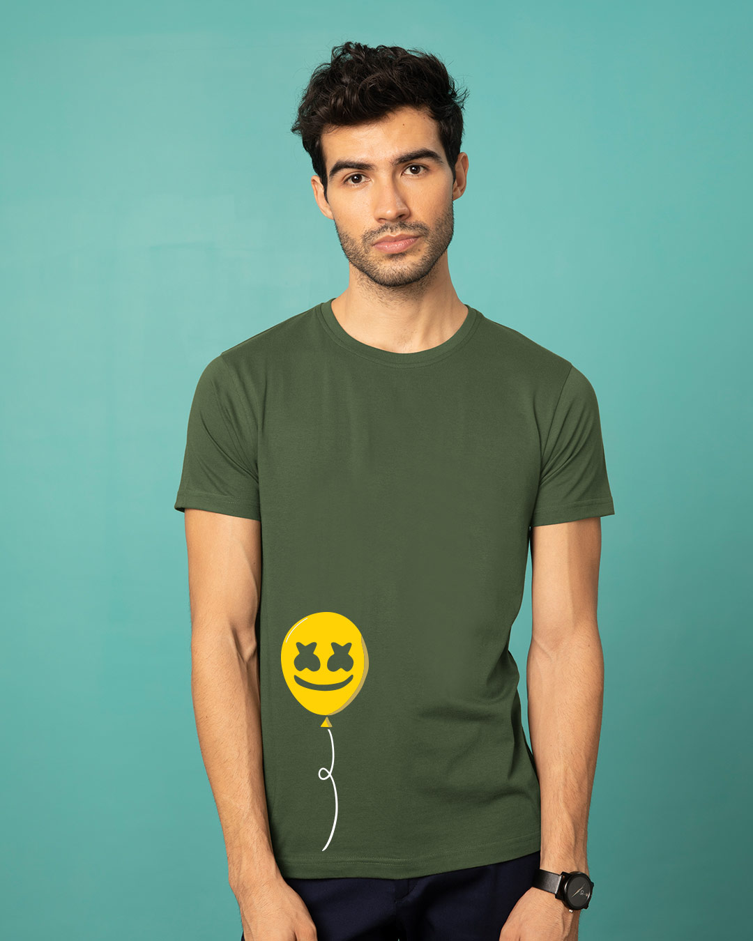Shop Happier Balloon Half Sleeve T-Shirt-Back