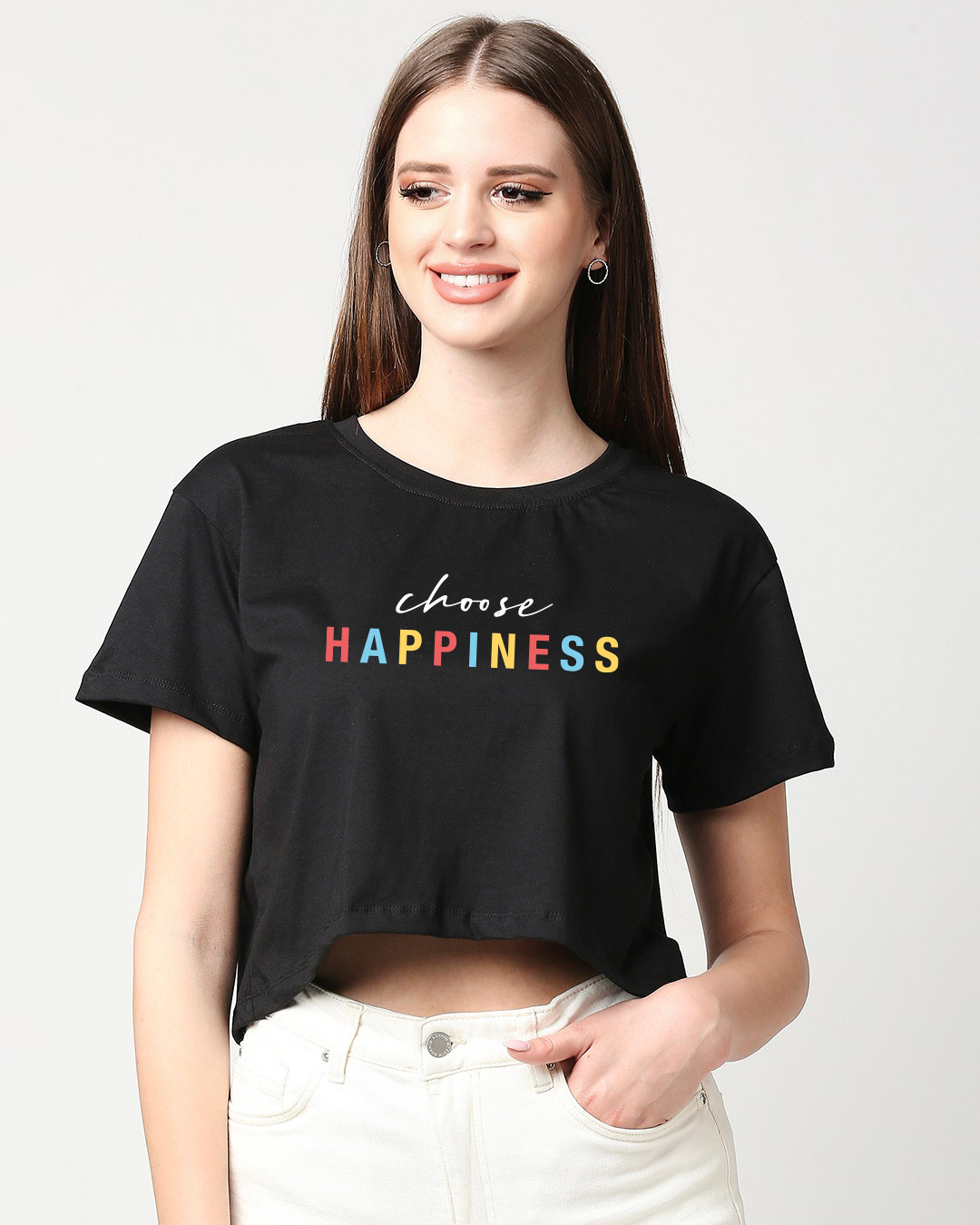 Shop Happiness Colorful Boxy Slim Fit Crop Top-Back