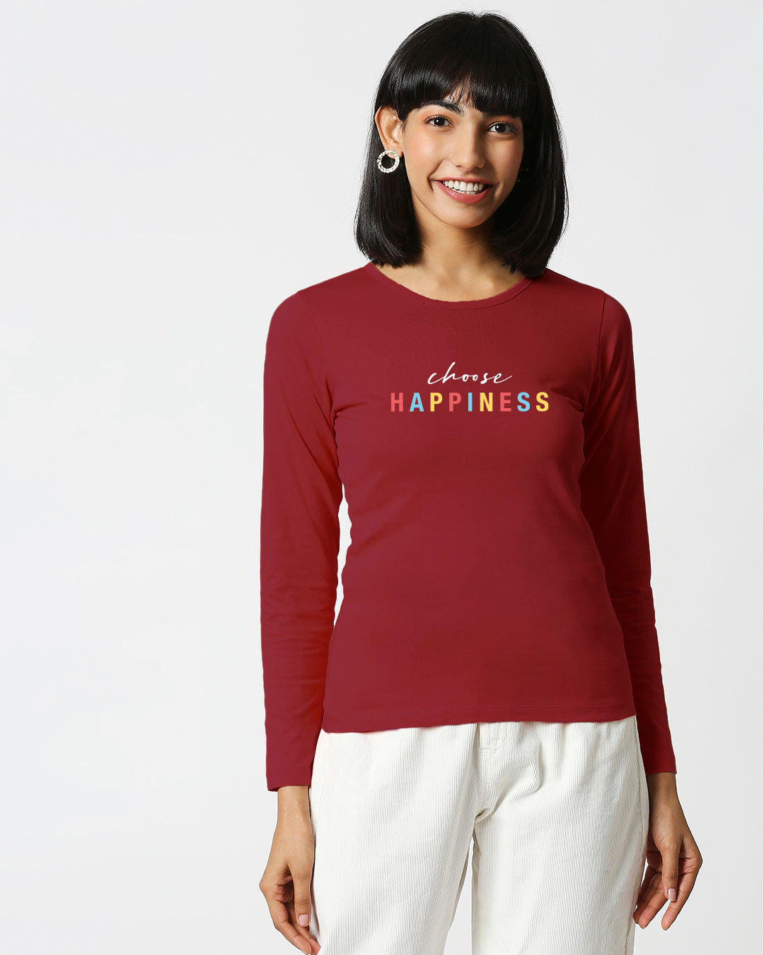 Shop Happiness Colorful Full Sleeves T-Shirt-Back