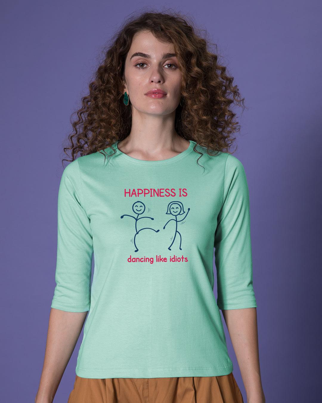 Shop Happiness Is Dancing Round Neck 3/4th Sleeve T-Shirt-Back