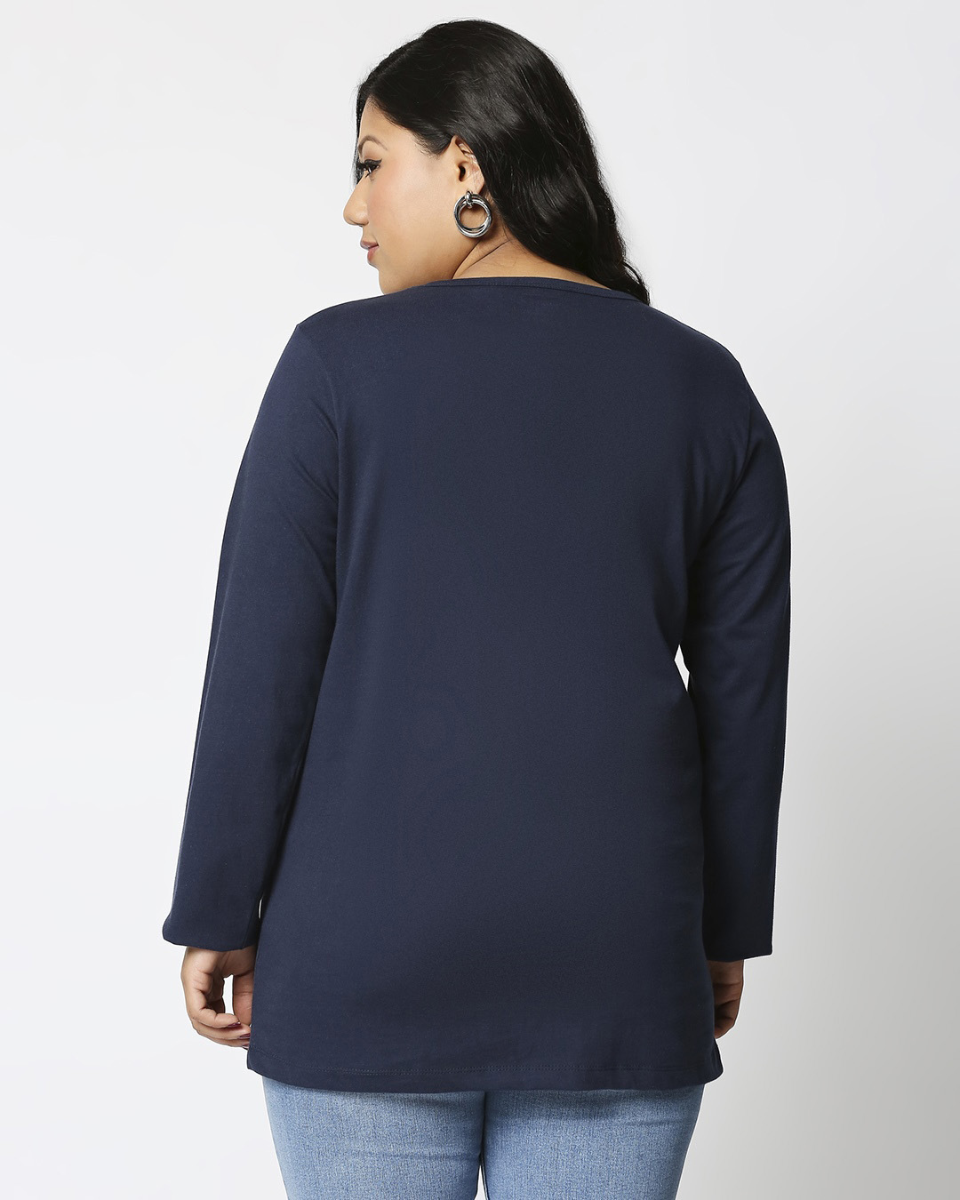 Shop Happiness Plus Size Colorful Full Sleeves T-Shirt-Back