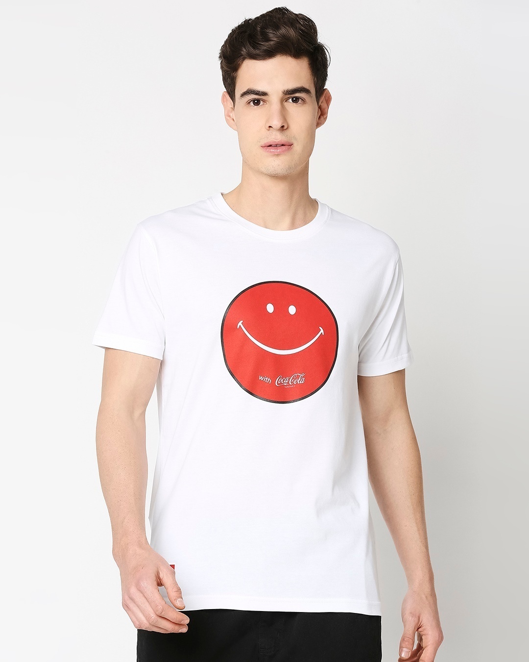 Shop Happy Face Coke Half Sleeves T-Shirt-Back